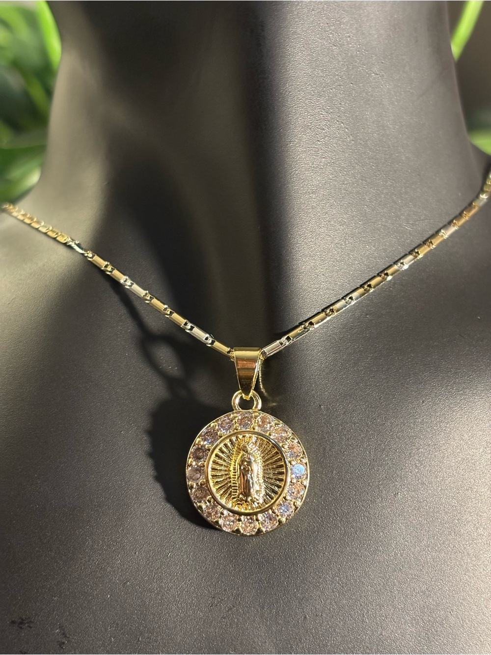 20” Gold-Filled Two-Tone Virgin Mary Medallion Necklace
 - Religious Jewelry